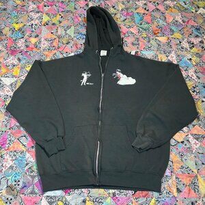 Vintage Y2K My Chemical Romance Black Full Zip Hoodie Mens XL JERZEES - 2 Holes